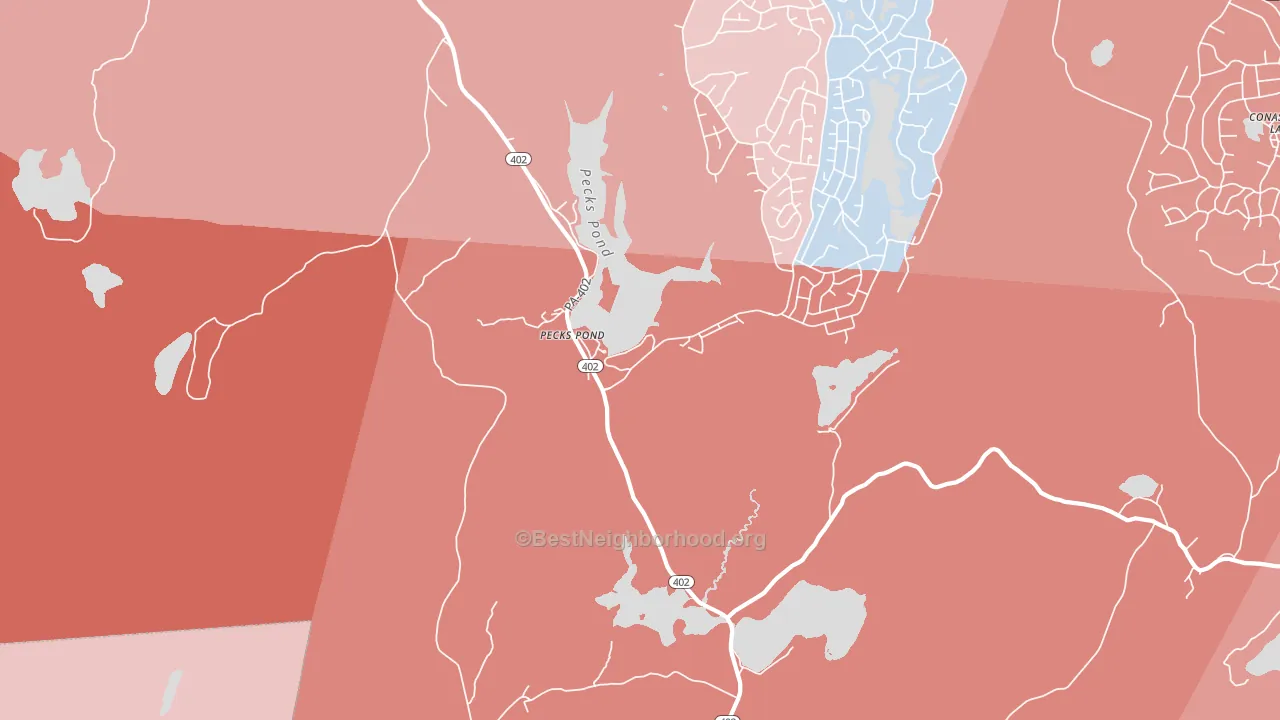 Pecks Pond, PA block-group political-lean map