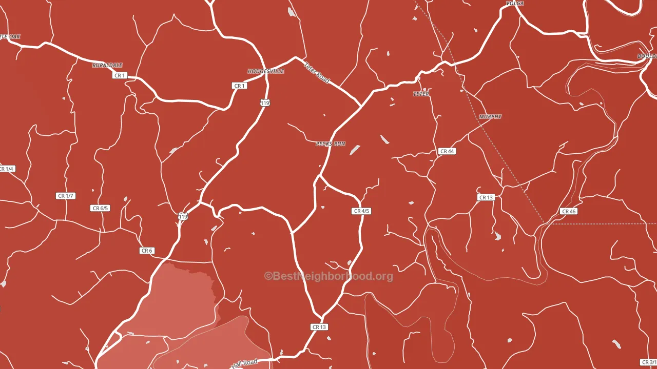 Pecks Run, WV block-group political-lean map