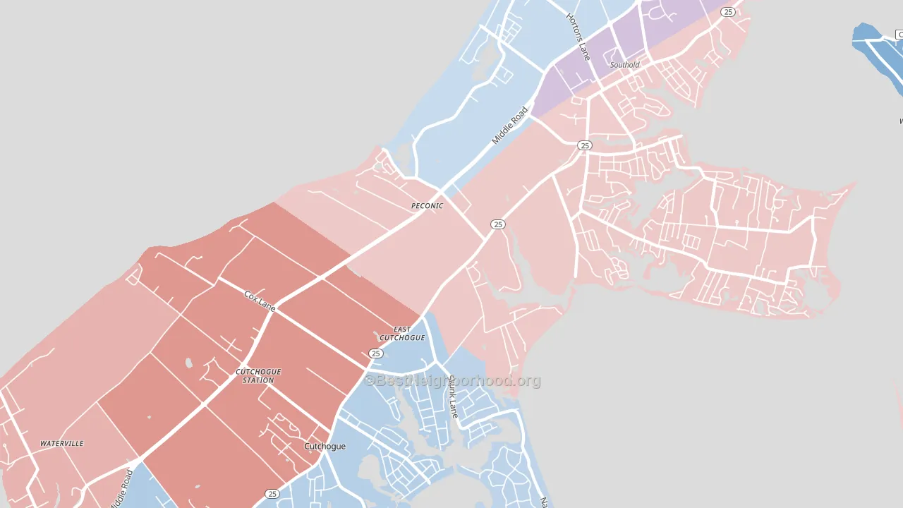 Peconic, NY block-group political-lean map