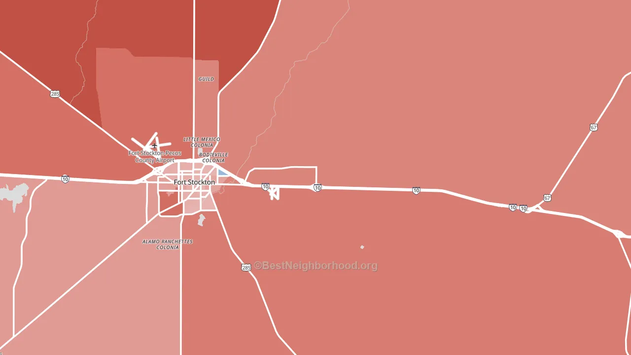 Pecos County, TX block-group political-lean map