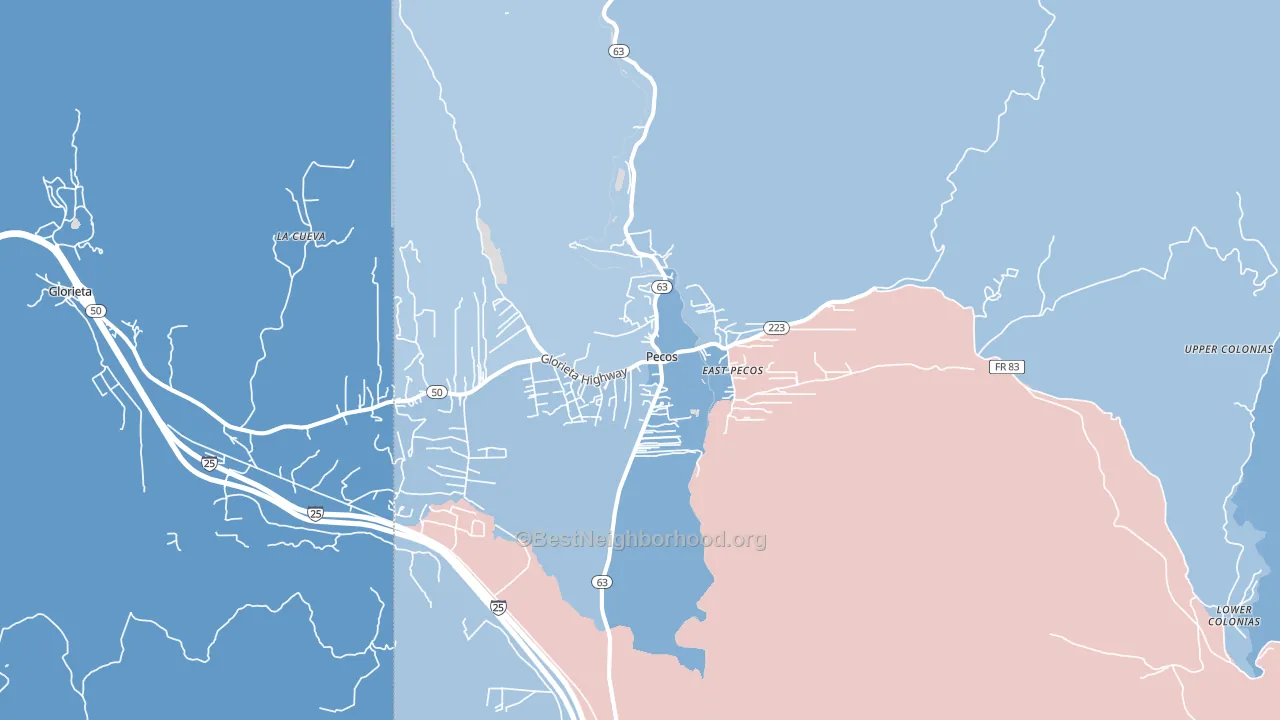 Pecos, NM block-group political-lean map