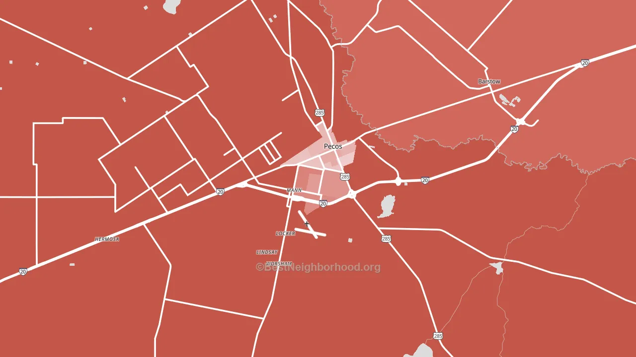 Pecos, TX block-group political-lean map