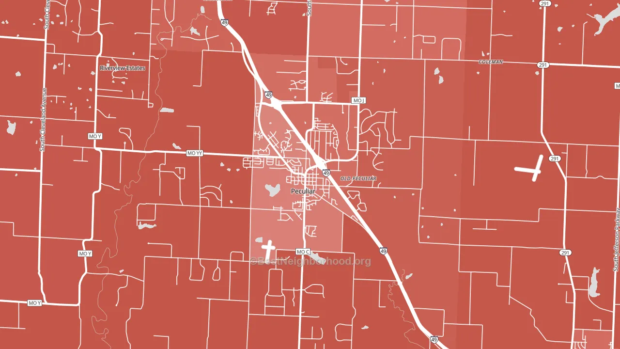 Peculiar, MO block-group political-lean map