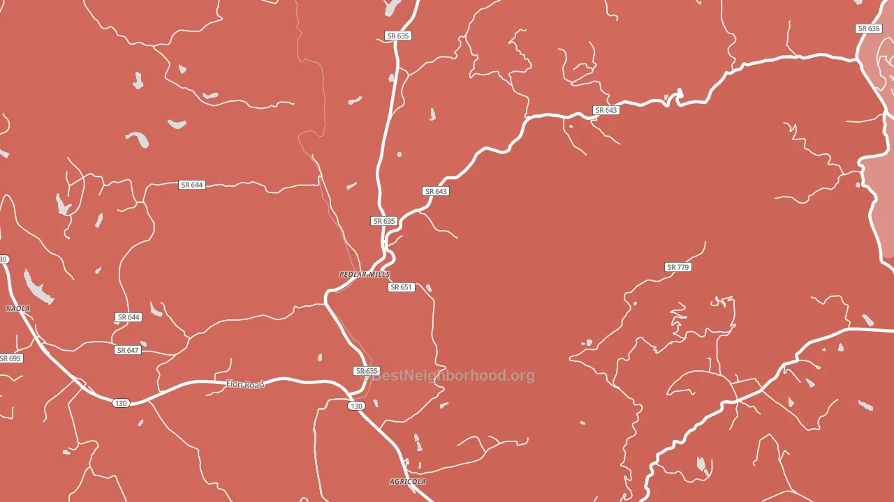 Pedlar Mills, VA block-group political-lean map