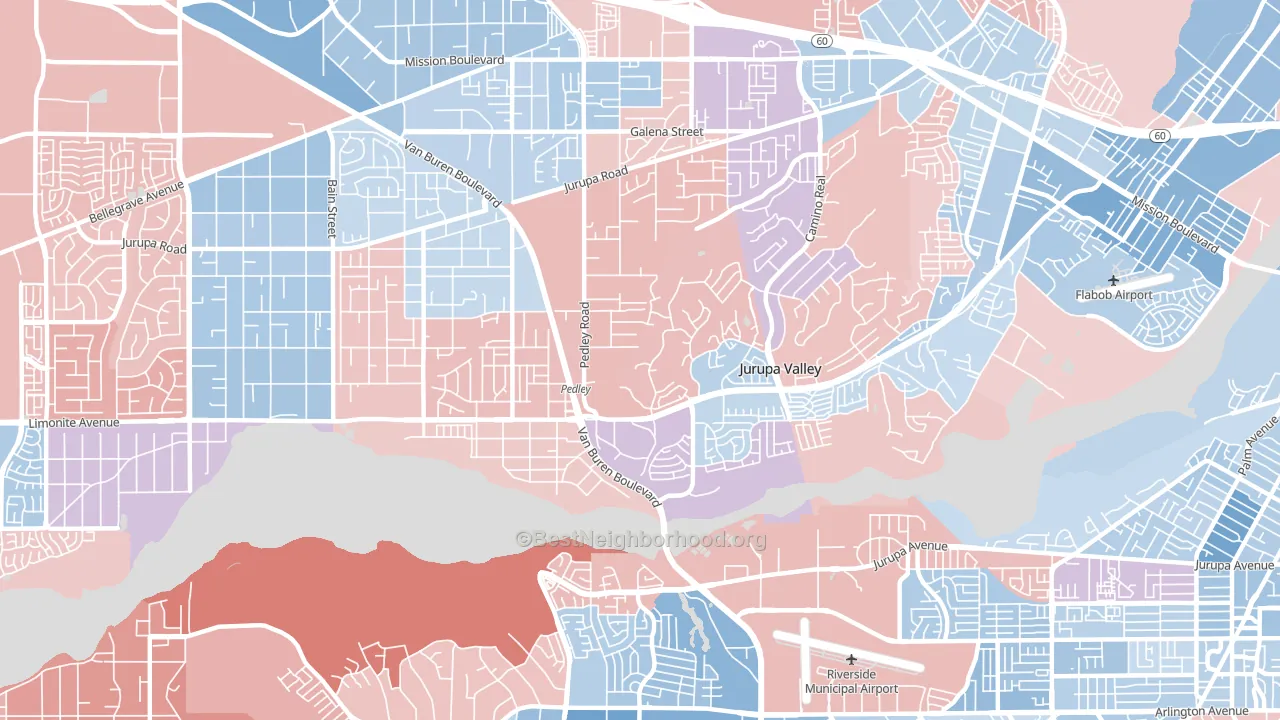 Pedley, CA block-group political-lean map