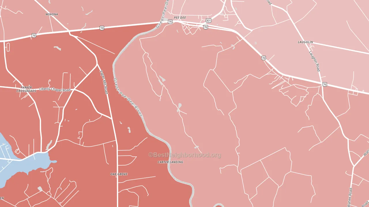 Pee Dee, SC block-group political-lean map
