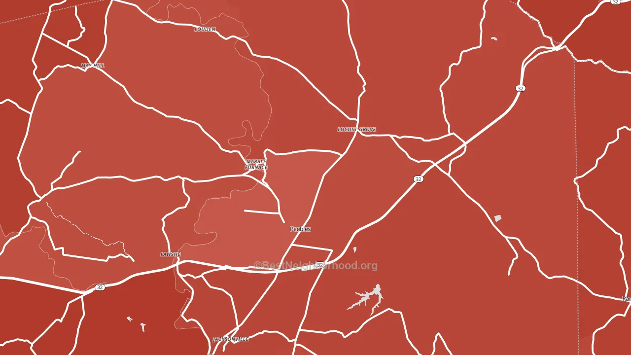 Peebles, OH block-group political-lean map