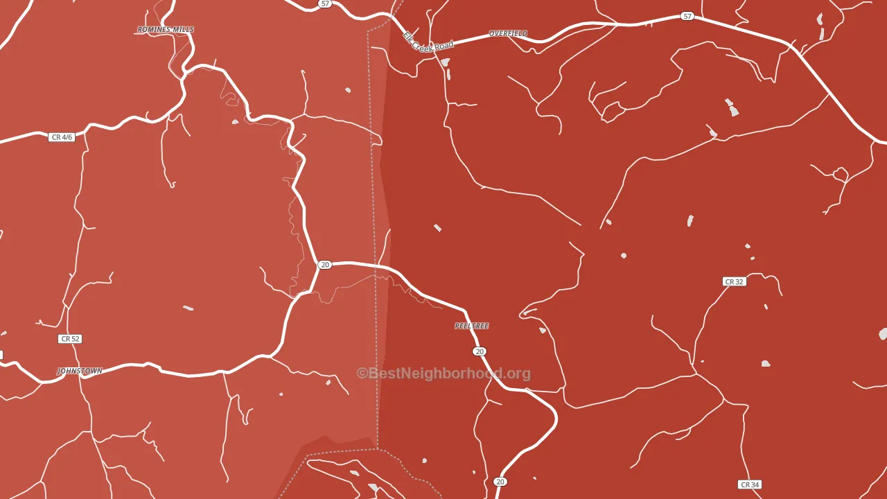 Peeltree, WV block-group political-lean map