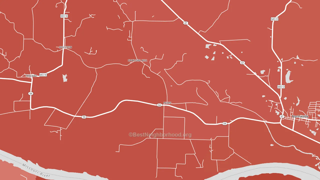 Peers, MO block-group political-lean map