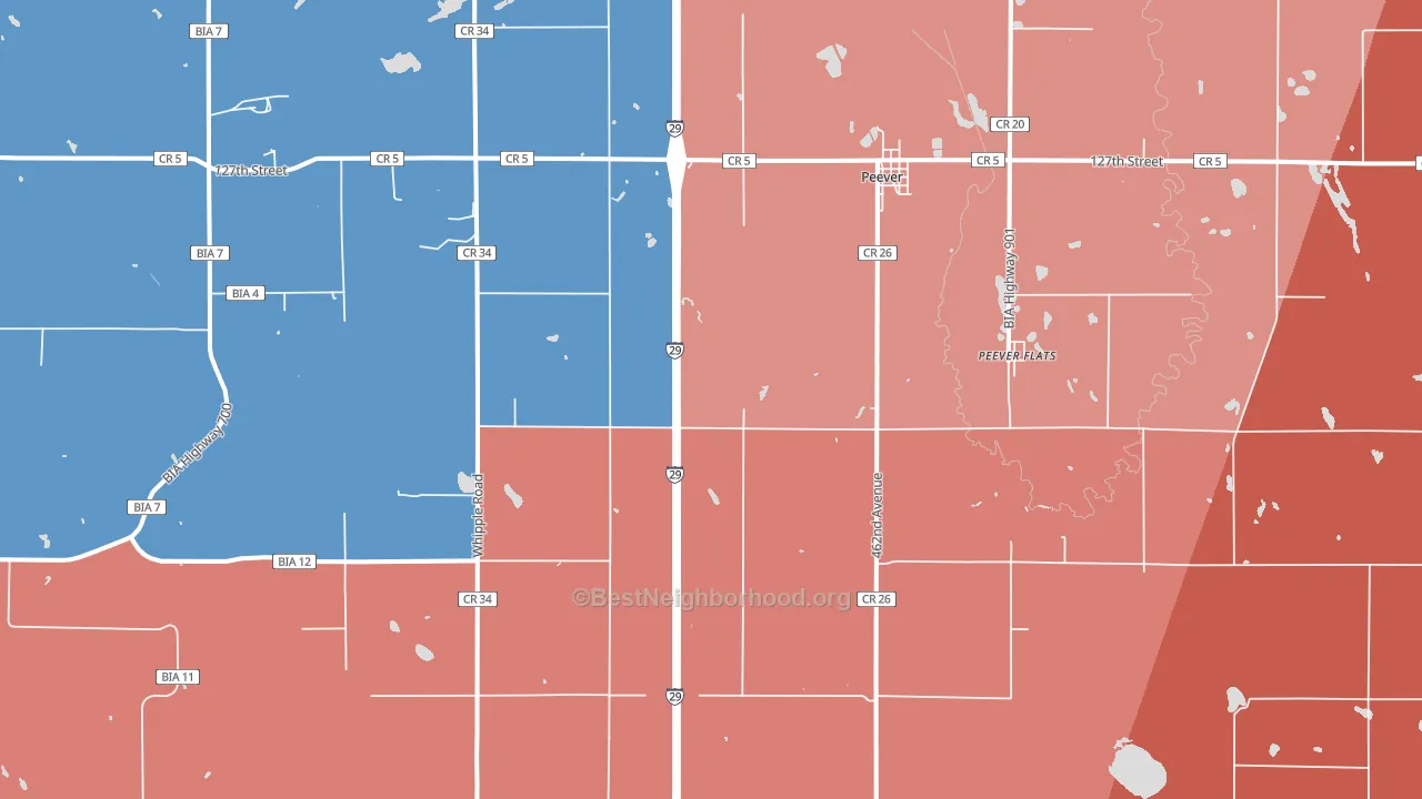 Peever, SD block-group political-lean map
