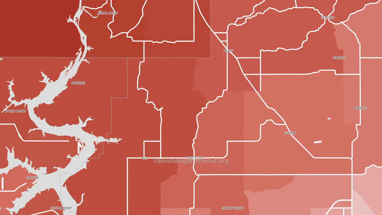 Peggs, OK block-group political-lean map
