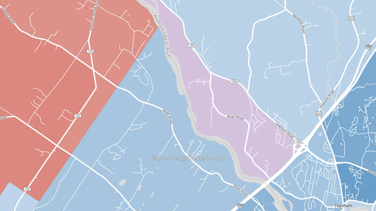 Pejepscot, ME block-group political-lean map