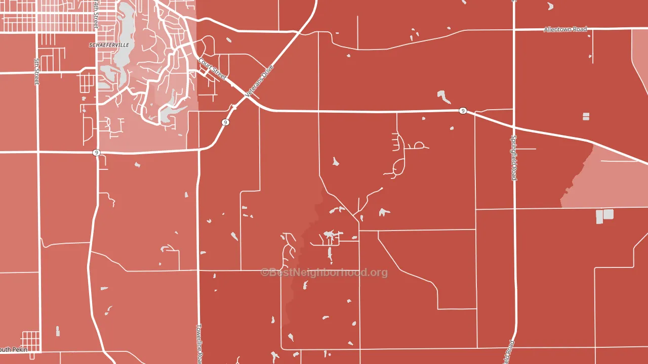 Pekin Heights, IL block-group political-lean map