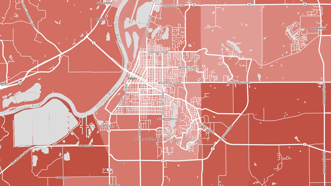 Pekin, IL block-group political-lean map