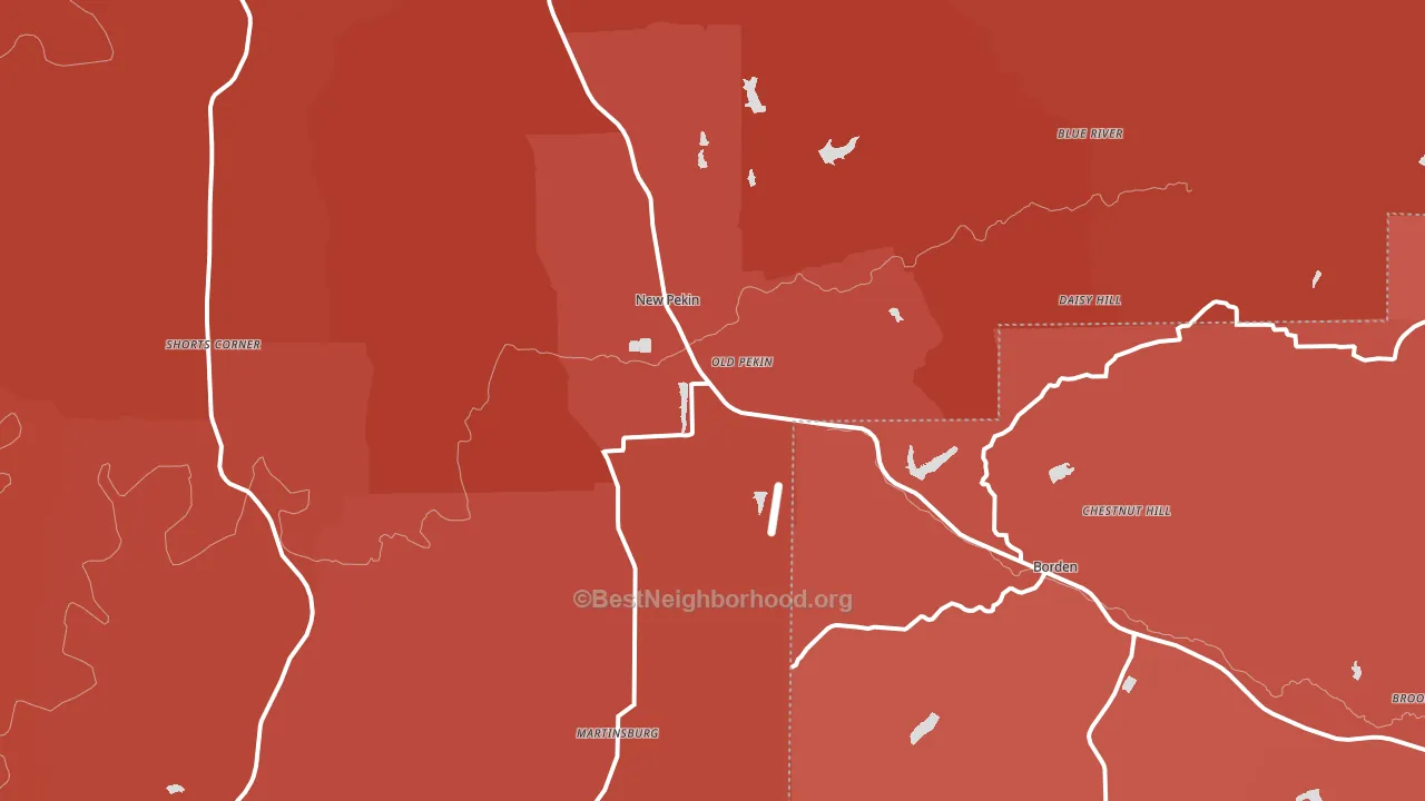 Pekin, IN block-group political-lean map