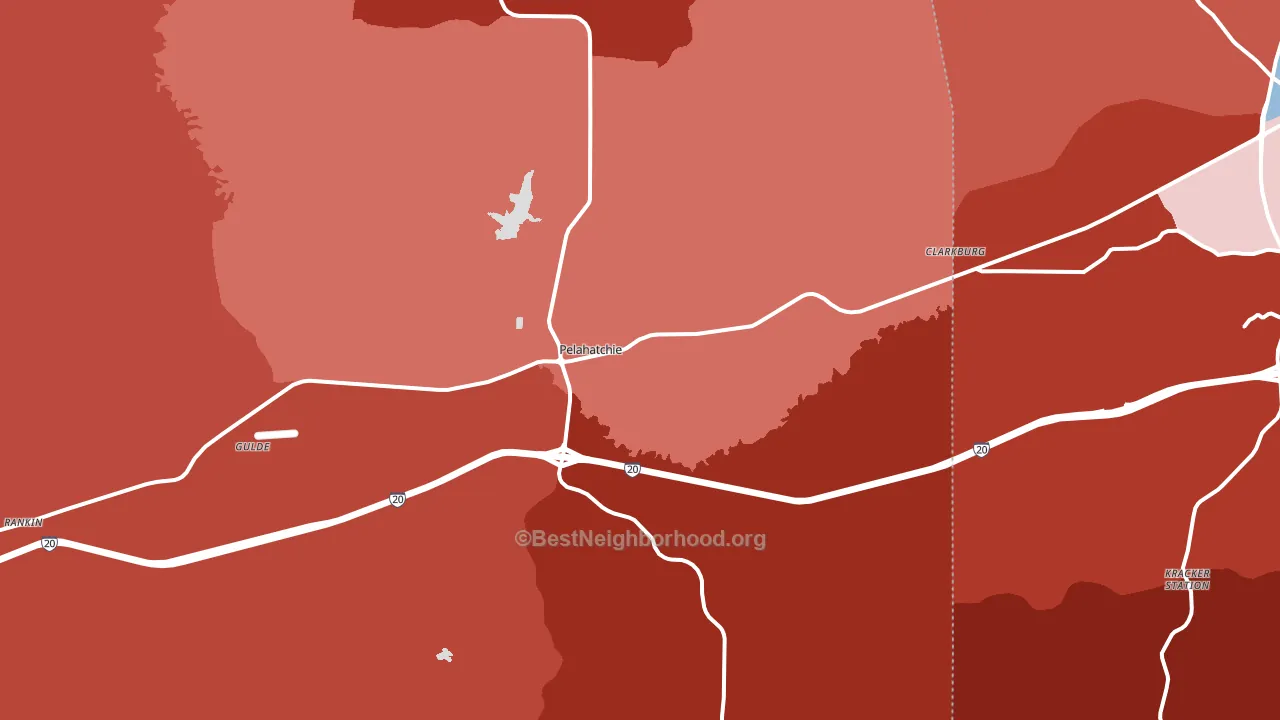 Pelahatchie, MS block-group political-lean map