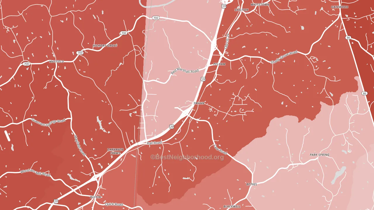 Pelham, NC block-group political-lean map