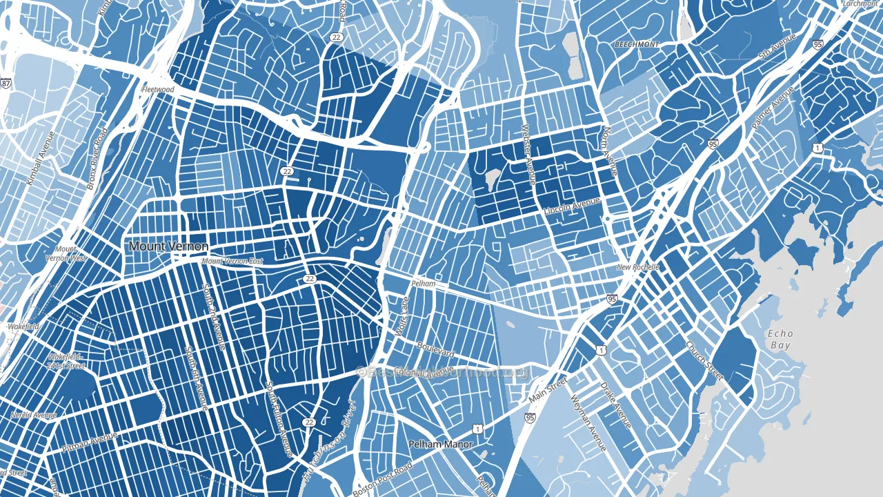 Pelham, NY block-group political-lean map
