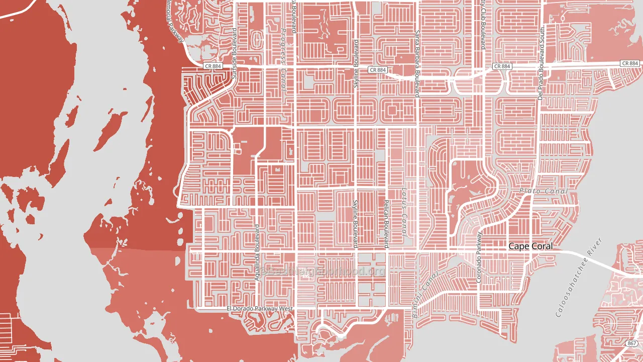 Pelican, Cape Coral, FL block-group political-lean map
