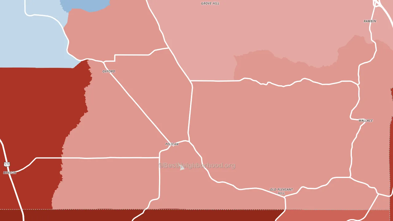 Pelican, LA block-group political-lean map