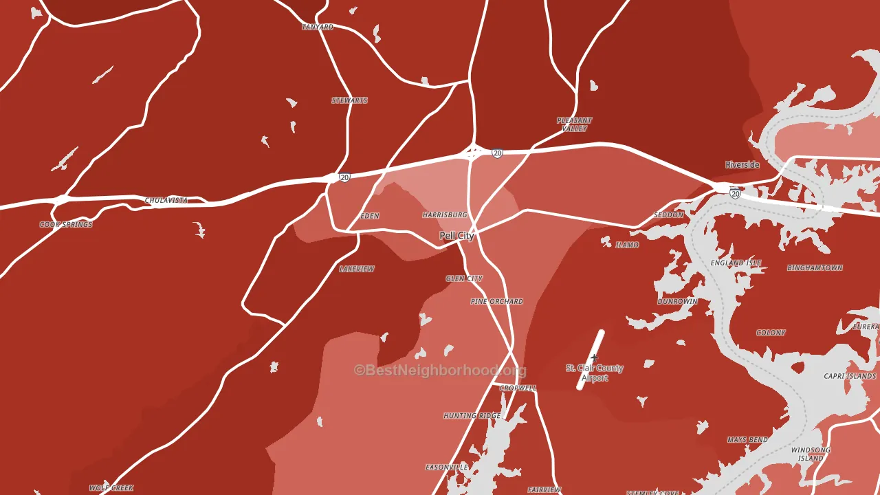 Pell City, AL block-group political-lean map
