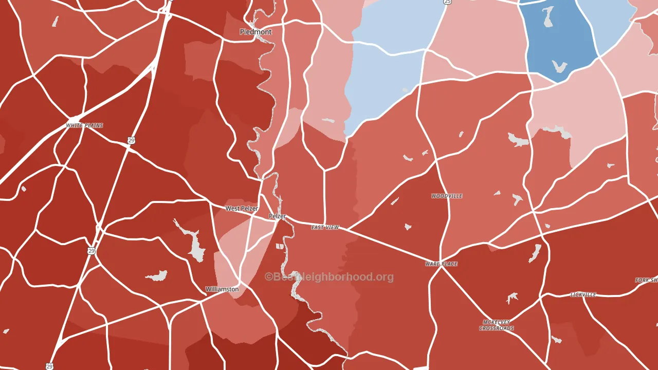 Pelzer, SC block-group political-lean map