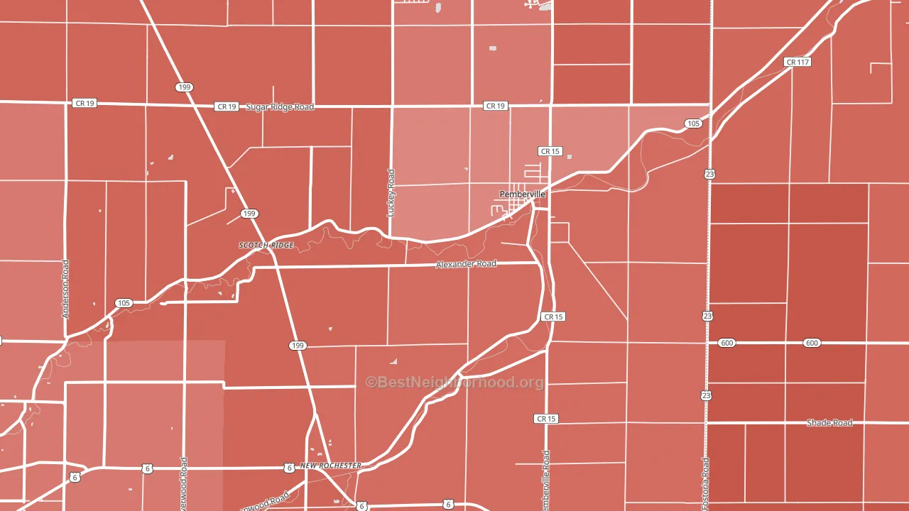 Pemberville, OH block-group political-lean map