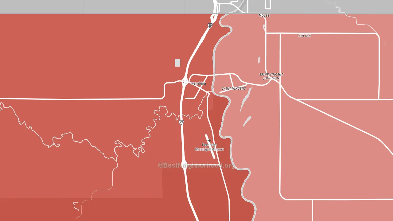 Pembina, ND block-group political-lean map