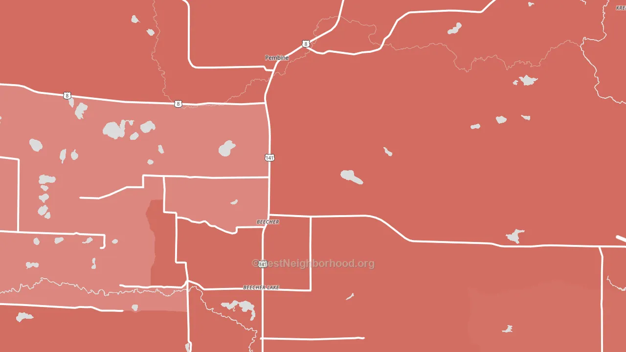 Pembine, WI block-group political-lean map
