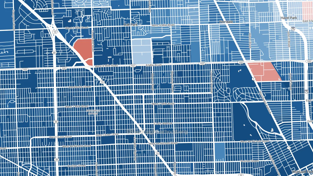 Pembroke, Detroit, MI block-group political-lean map