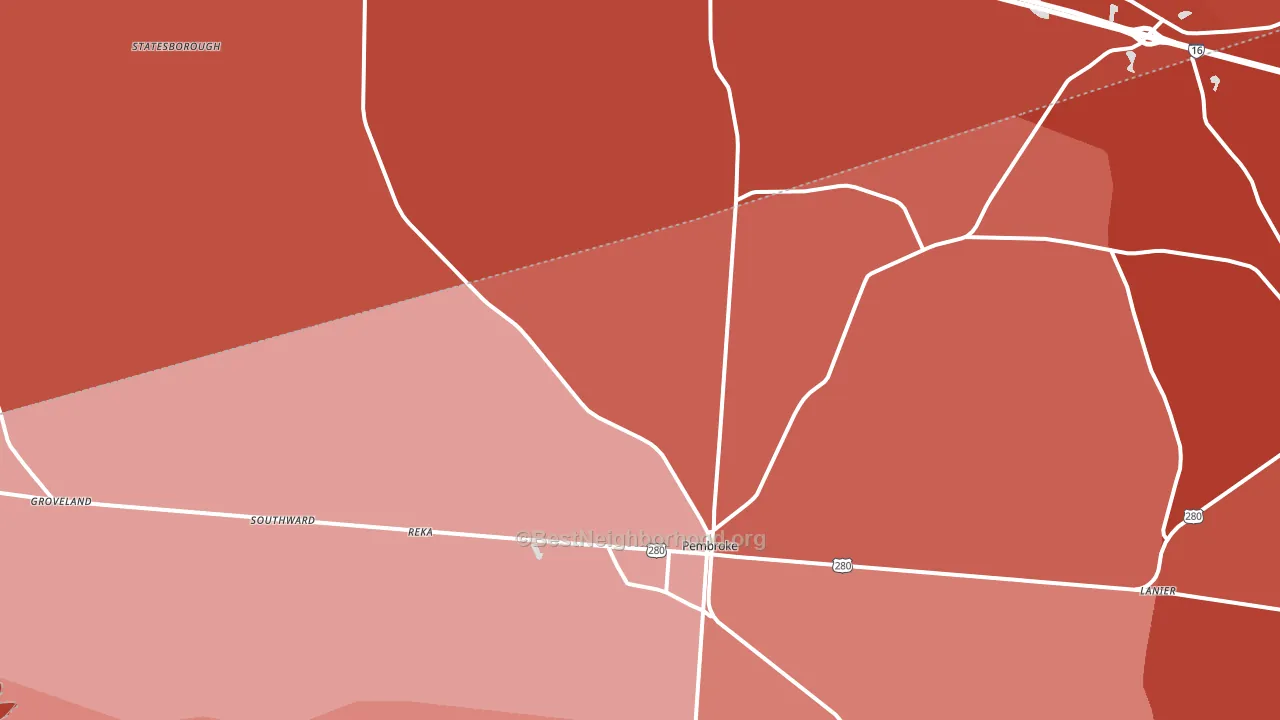Pembroke, GA block-group political-lean map