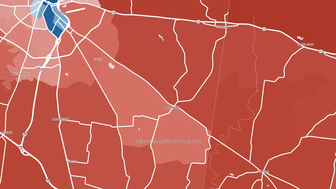 Pembroke, KY block-group political-lean map