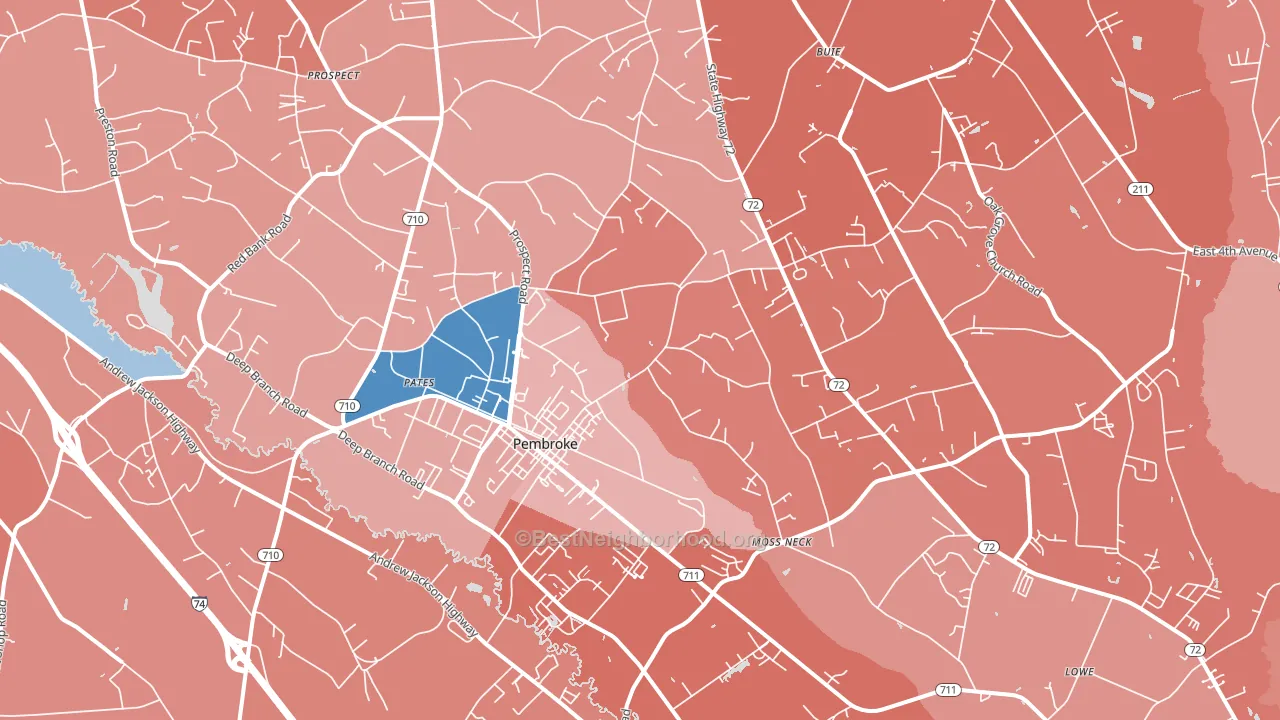 Pembroke, NC block-group political-lean map