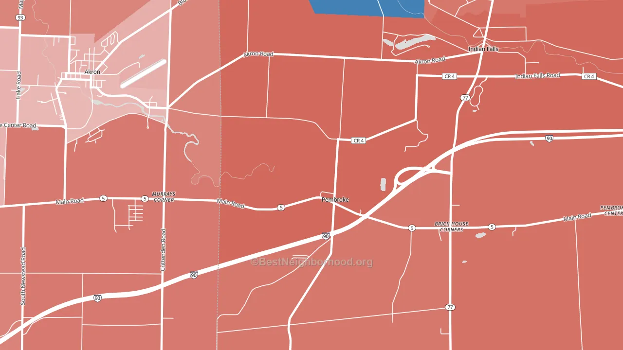 Pembroke, NY block-group political-lean map