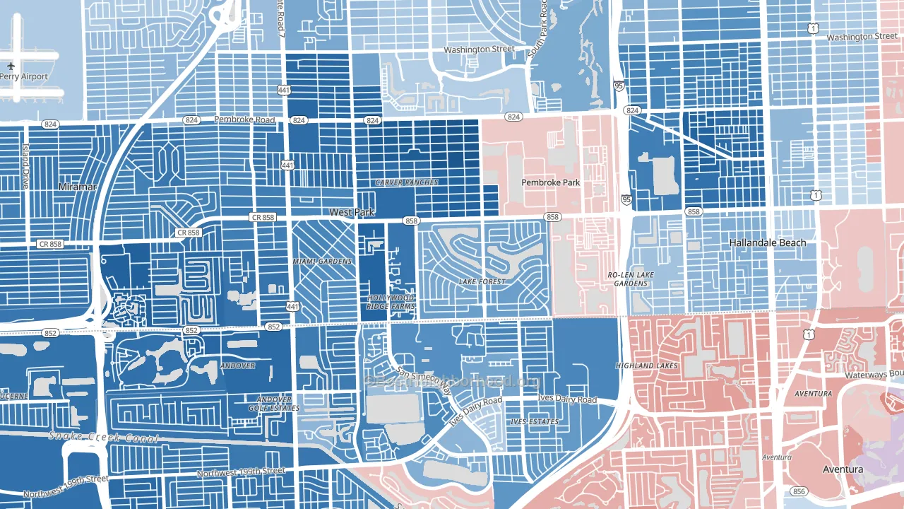 Pembroke Park, FL block-group political-lean map