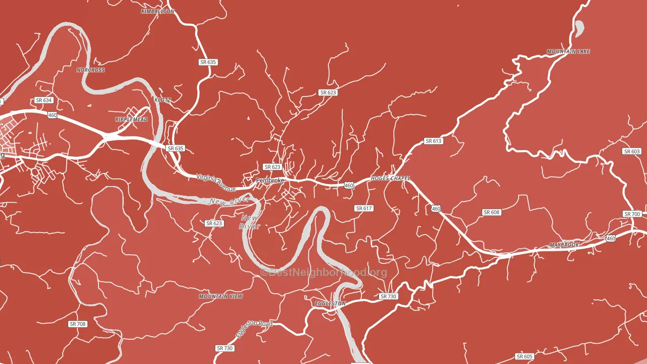 Pembroke, VA block-group political-lean map