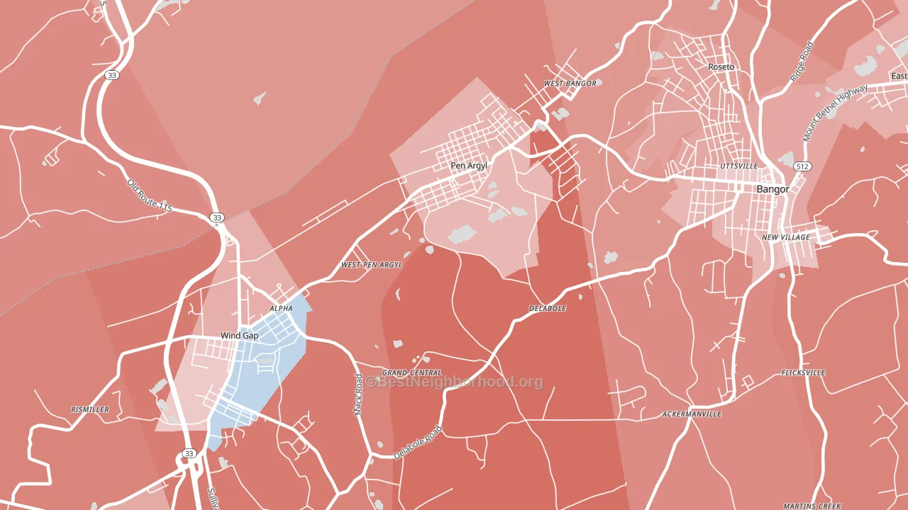 Pen Argyl, PA block-group political-lean map