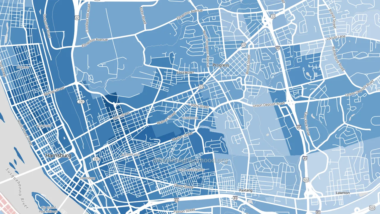 Penbrook, PA block-group political-lean map