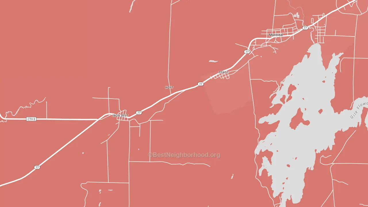 Pence, WI block-group political-lean map