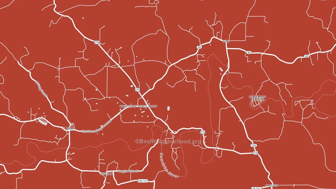 Pencil Bluff, AR block-group political-lean map