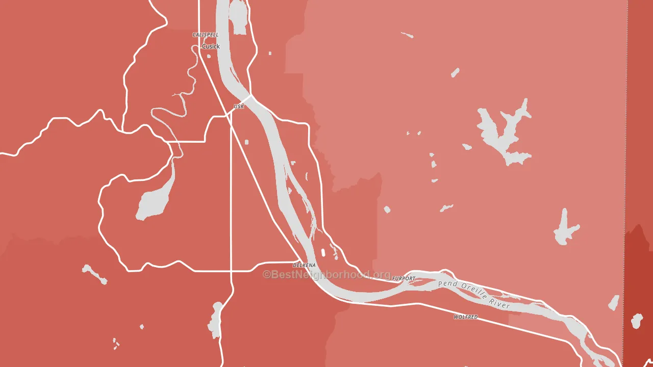Pend Oreille County, WA block-group political-lean map