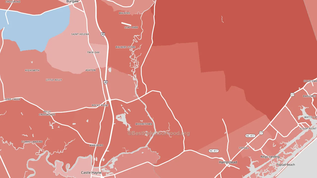 Pender County, NC block-group political-lean map