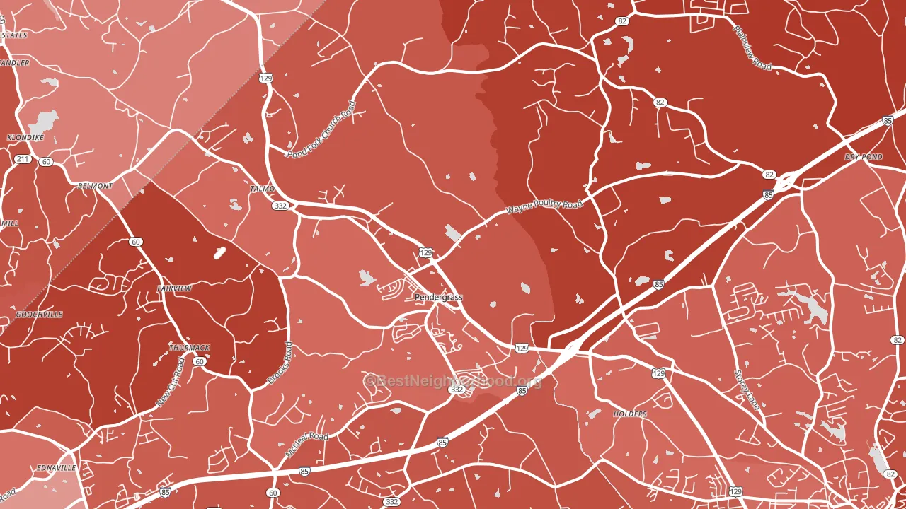 Pendergrass, GA block-group political-lean map