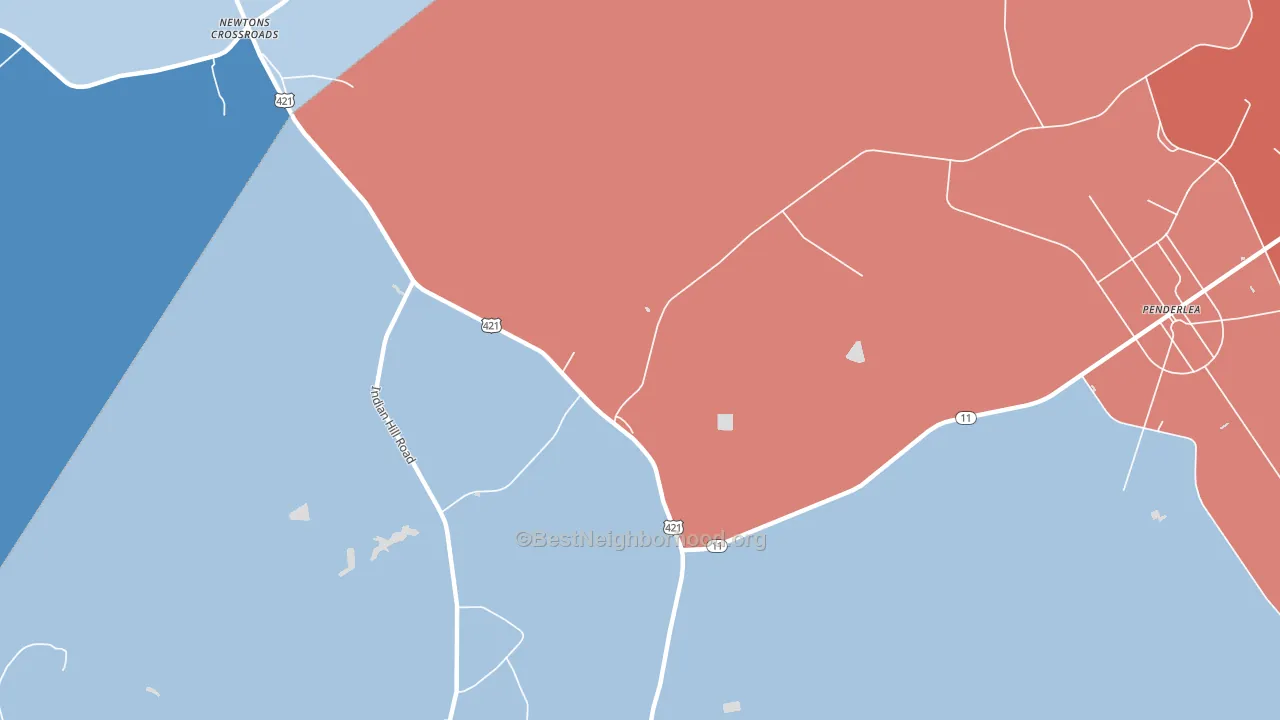 Penderlea, NC block-group political-lean map