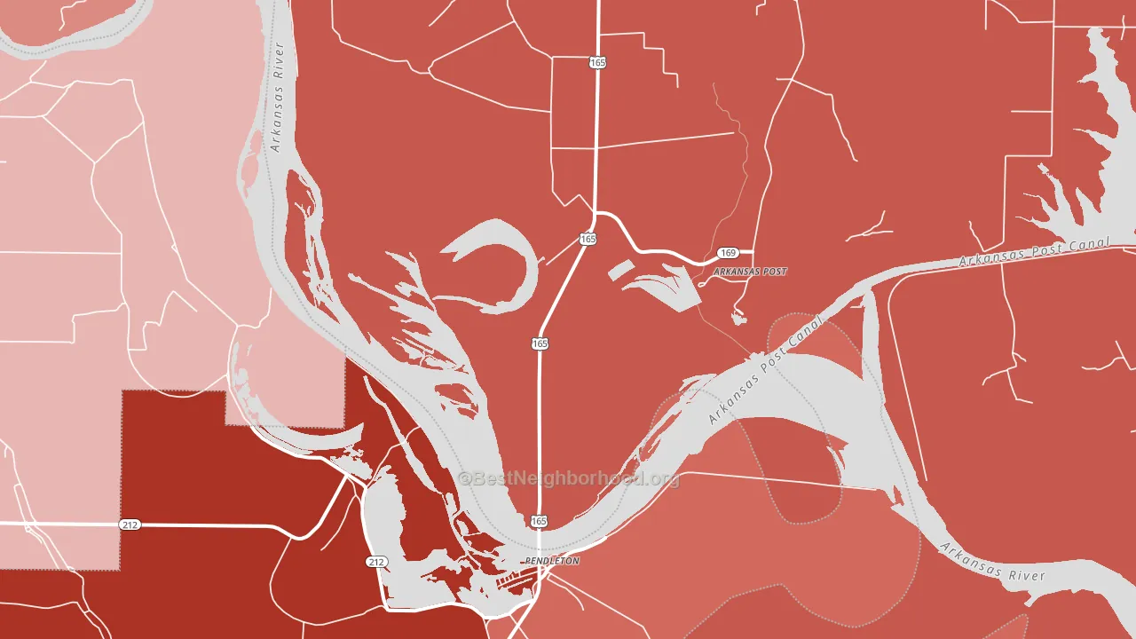 Pendleton, AR block-group political-lean map