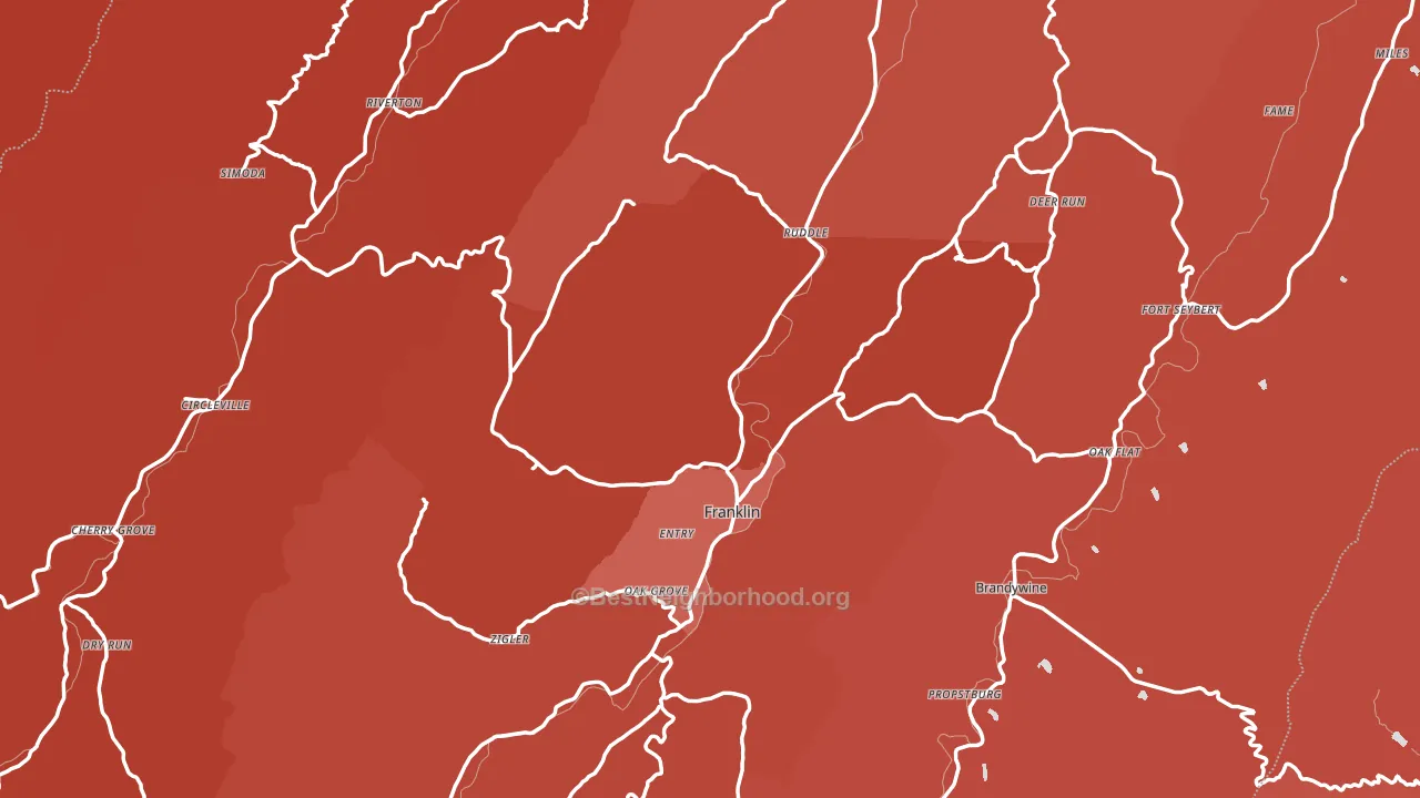 Pendleton County, WV block-group political-lean map