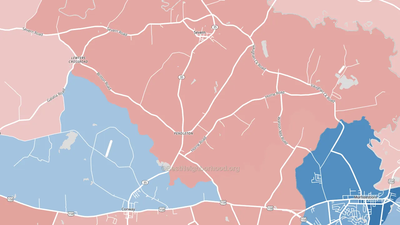 Pendleton, NC block-group political-lean map
