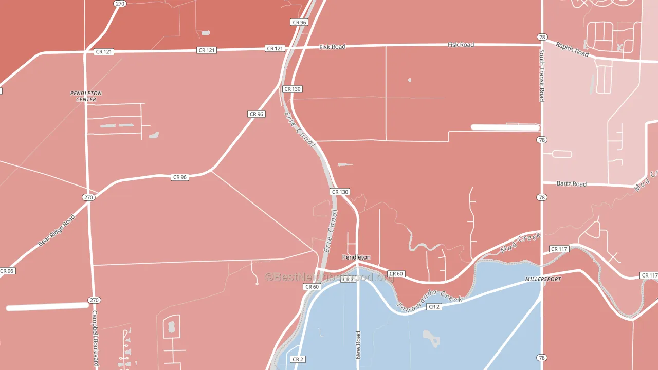 Pendleton, NY block-group political-lean map