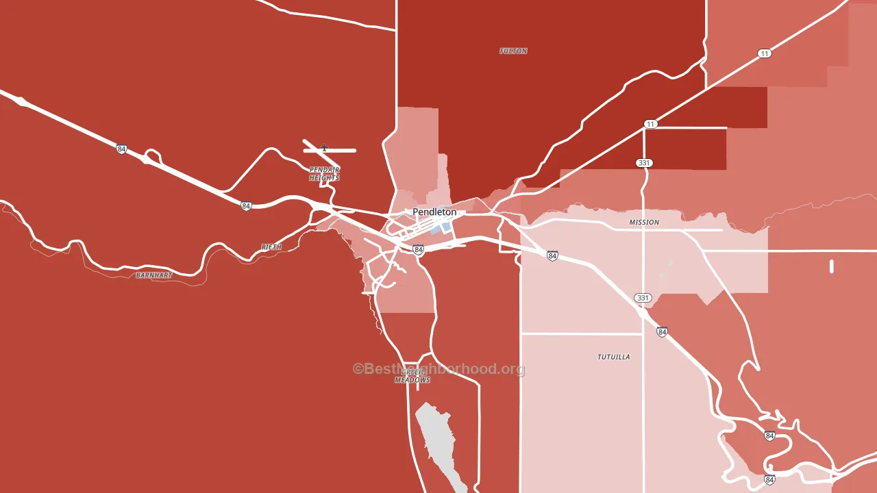 Pendleton, OR block-group political-lean map