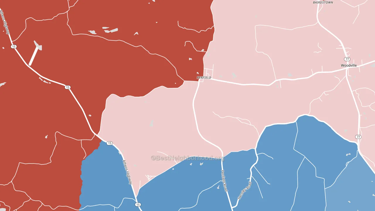Penfield, GA block-group political-lean map